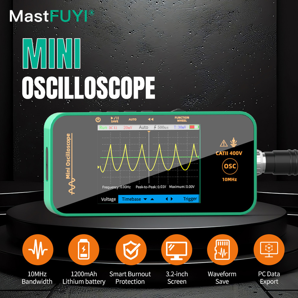 MASTFUYI Mini Digital Portable Oscilloscope 10MHz 48MSa/s Signal Generator Sampling Rate Electronics Repair Tool Graphic Tester