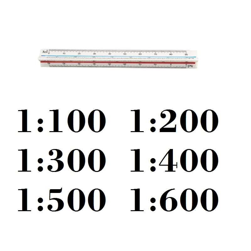 삼각형 건축가 스케일 눈금자, 건축가가 사용하는 3 면 눈금자, 15cm