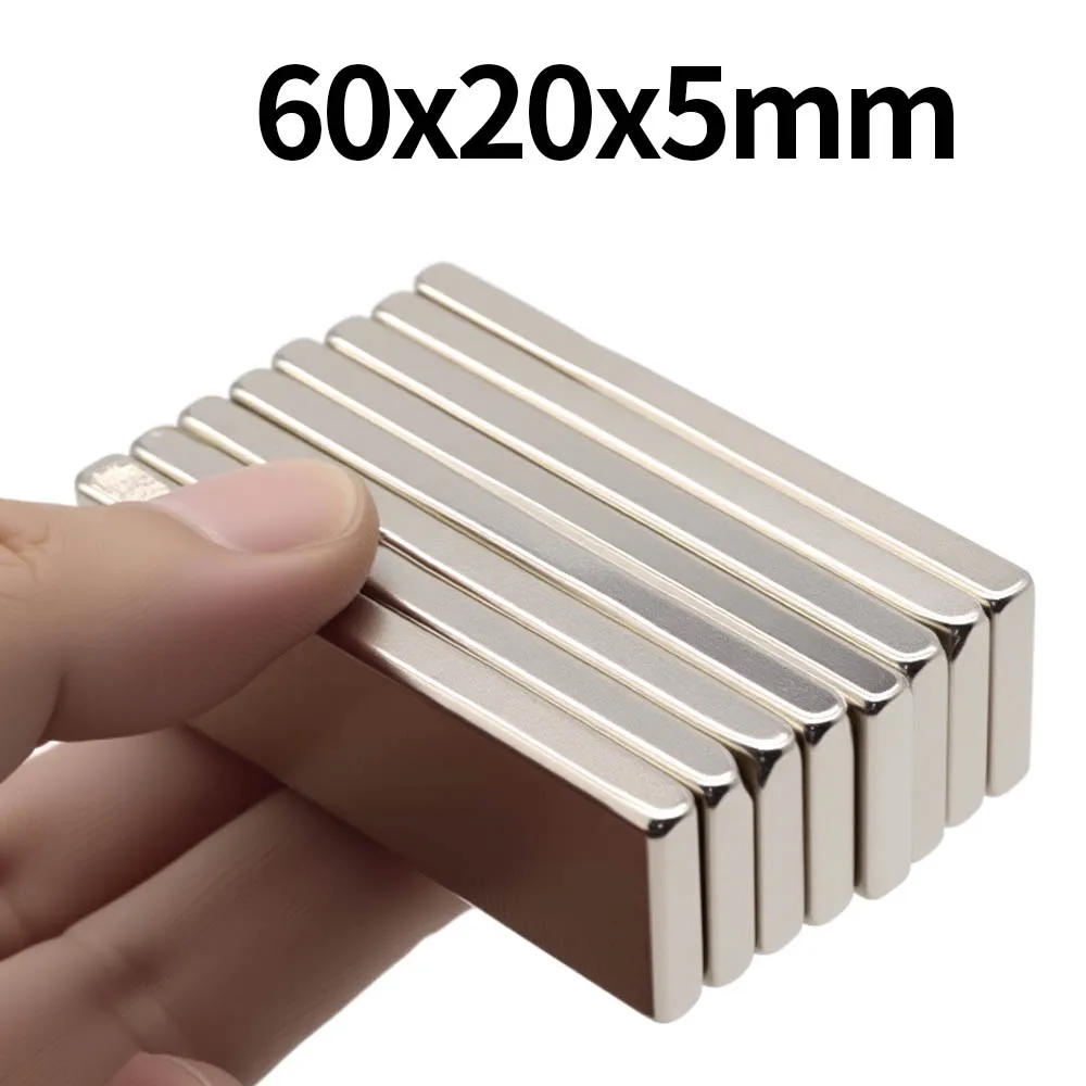แม่เหล็กนีโอไดเมียมขนาด 60x20x5 มม. แรงสูงพิเศษ N35 NdfeB แม่เหล็กถาวร แม่เหล็กบล็อกทรงพลัง แม่เหล็กติดตู้เย็น 1