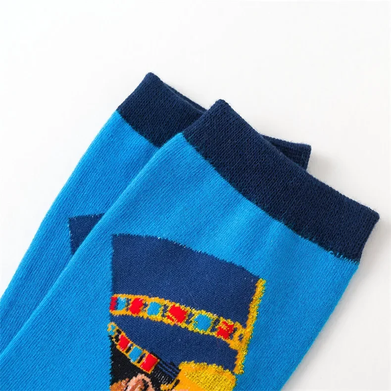 Heißer Verkauf 4 paar Gekämmte Baumwolle Bunte Van Gogh Retro Ölgemälde Männer Socken Cool Casual Vogue Lustige Party Kleid Crew socken – Detail 9