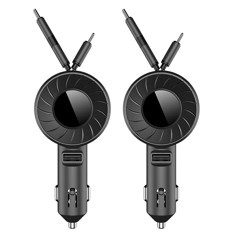 

2x3 в 1 Автомобильное зарядное устройство для Samsung для Iphone Android Micro-USB Type-C кабель Многофункциональный телескопический кабель черный