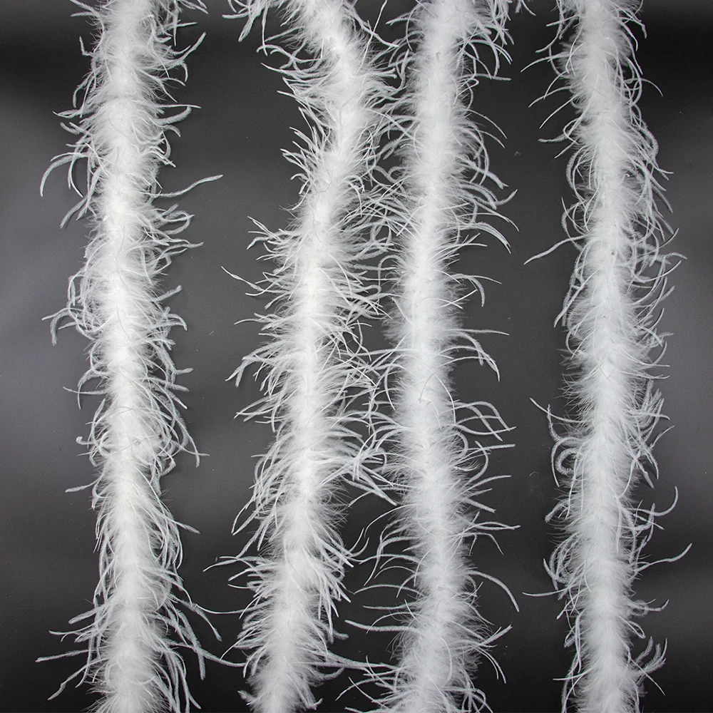 보아 천연 하이 퀄리티 타조 깃털 스카프 숄, 의류 바느질 깃털, 웨딩 카니발 장식, 1 겹, 로트 당 2 미터