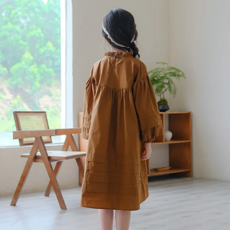 Solid Cotton Dress for Girls Lantern Sleeve Teen Girl Clothes Loose Robe  Princesse Fille Children Fall Outfits 6 to 16 Years - AliExpress 1501