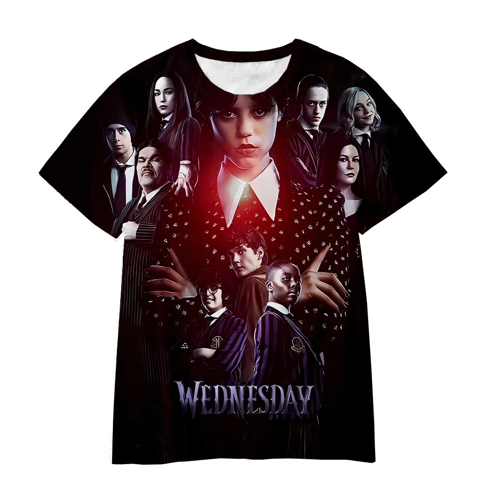 2023 New Wednesday Addams 3D Printing T-shirt Men Women and Children Summer Casual Pop New Style Clothing Tee Tops Cool Clothes