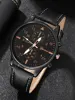 4pcs Fashion Business Leisure Round Men's Belt Quartz Watch with Woven Bracelet Set 3