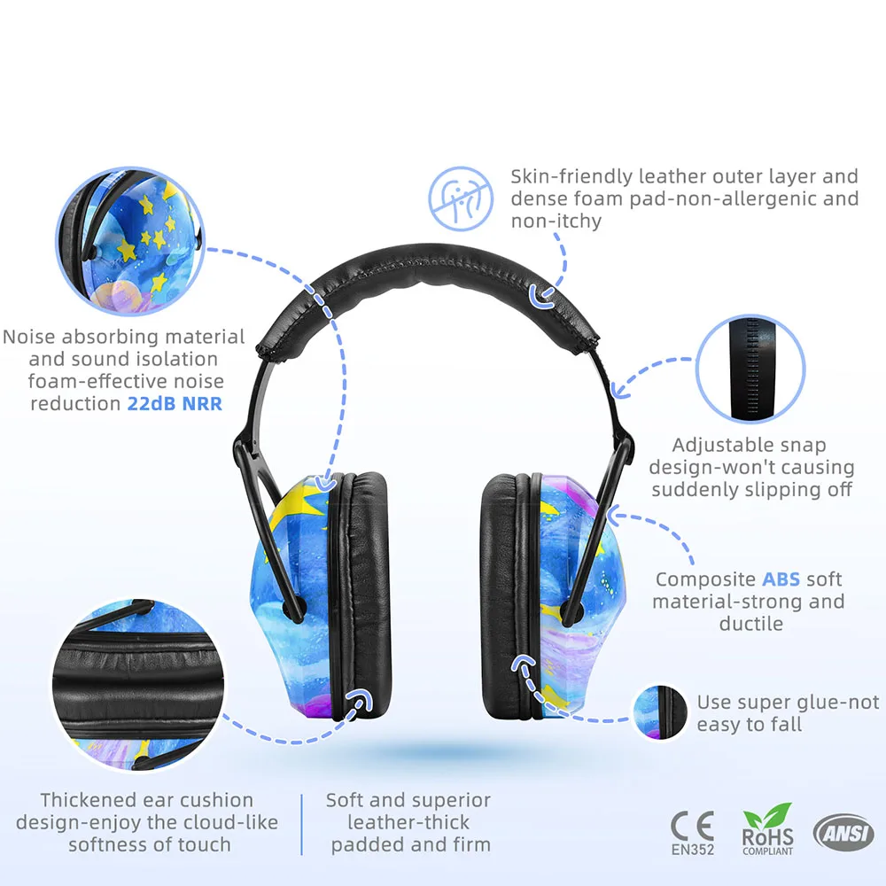 Bouchons Casque Antibruit Enfant Motifs Fun - Réduction Bruit Jusqu'à 29dB