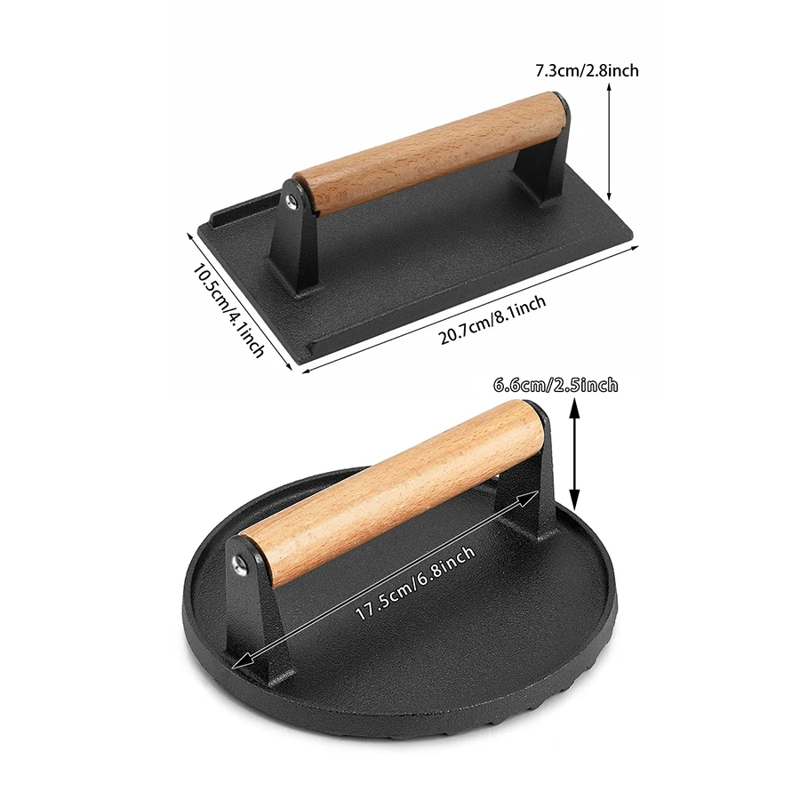 1PC cast iron pressure plate uncoated iron plate barbecue fried squid barbecue outdoor picnic cast pressure tool