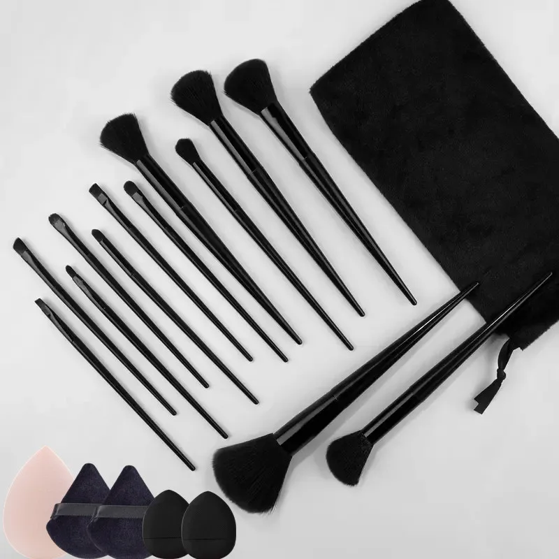 Description Picture 3 of item13pcs Black Makeup Brushes Set Foundation Powder Contour Blush Concealer Eyeshadow Blending Highlight Eyeliner Brushes Cosmetic