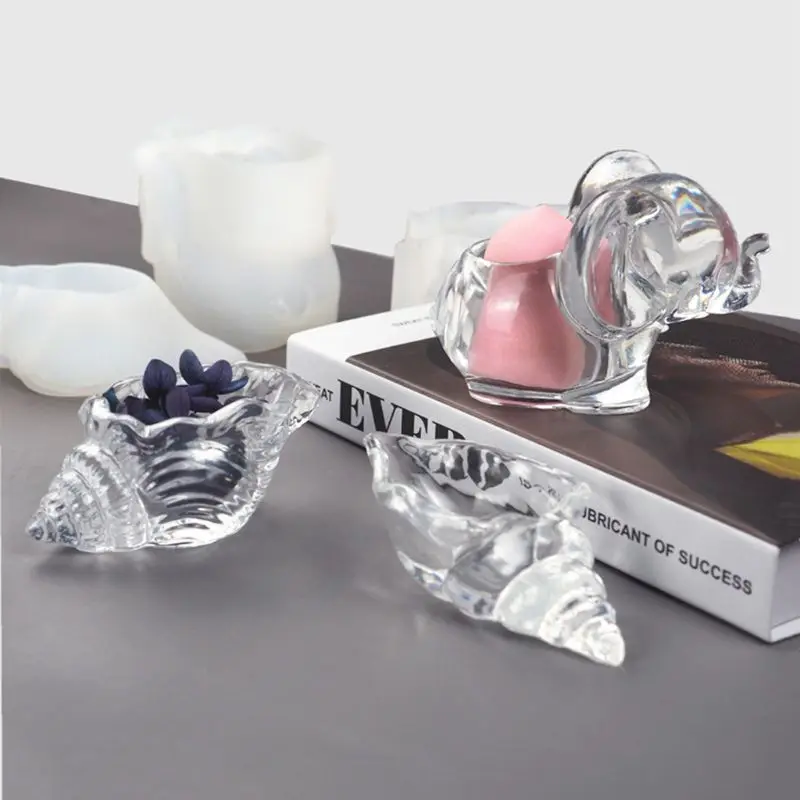 Y4QE 3x Make Up Egg Stand Epoxy Resin Mould Conch Rack Silicone Moulds
