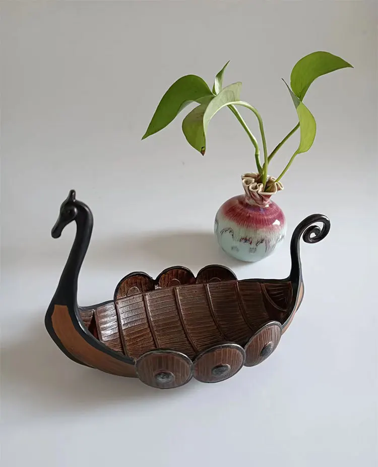 船　バイキング　工芸品　ノルウェー　美術品　海賊 レトロな北欧のバイキングリーダー船海賊船樹脂卓上装飾工芸品