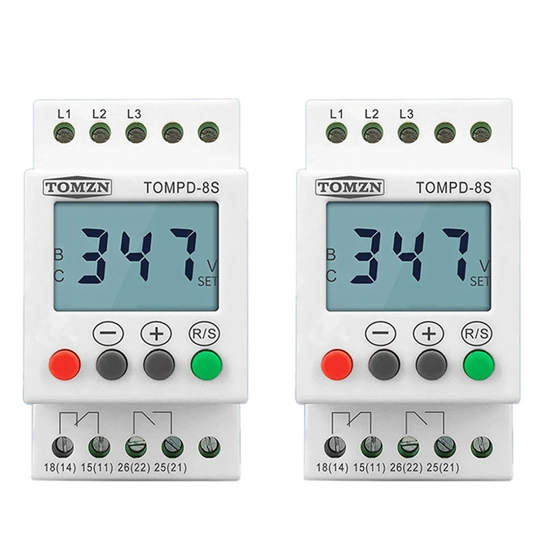 

2X 3 Phase Din Rail Adjustable Under Over Voltage Protector Voltage Monitoring Sequence Protection Relay