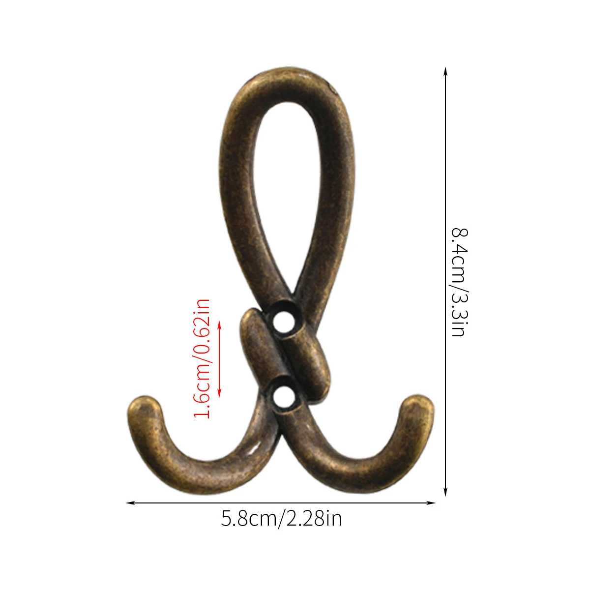 Description Picture 4 of itemLarge Size Zinc Alloy Multi-Purpose Hook for Bathroom Kitchen, Vintage Simple Style Twist Fried Dough Twists Clothes Hook