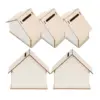 5 Pcs Wooden Children Doodle Piggy Bank Unfinished Coin Banks DIY Saving Craft House Shape Change Container 3