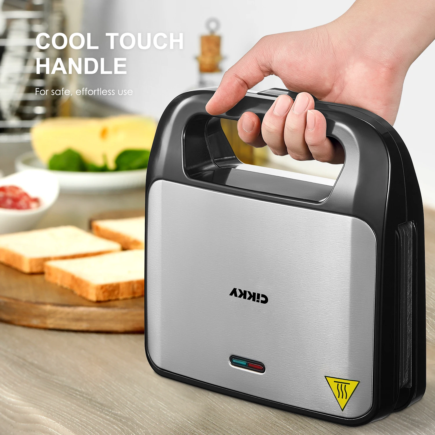 3-in-1 Waffle, Grill & Sandwich Maker, Panini Press Grill and Waffle Iron Set with Removable Non-Stick Plates 6