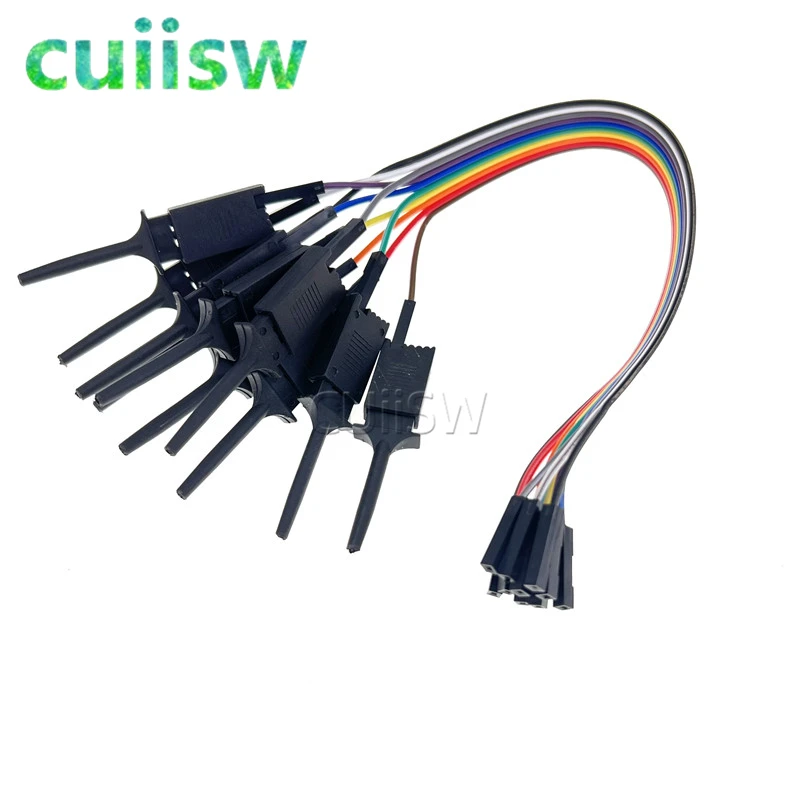 Test Probes 10pcs 200mm High Efficiency Hook Clip Logic Analyzer Cable Gripper Kit Yellow/Red/Black/Green