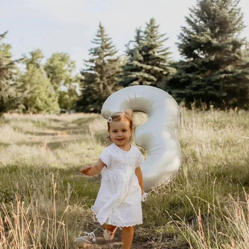 32inch Foil Number Balloons 1-9 Large Digital Foil Helium Ball Birthday Party Decoration Anniversary party Supplies Cream Color