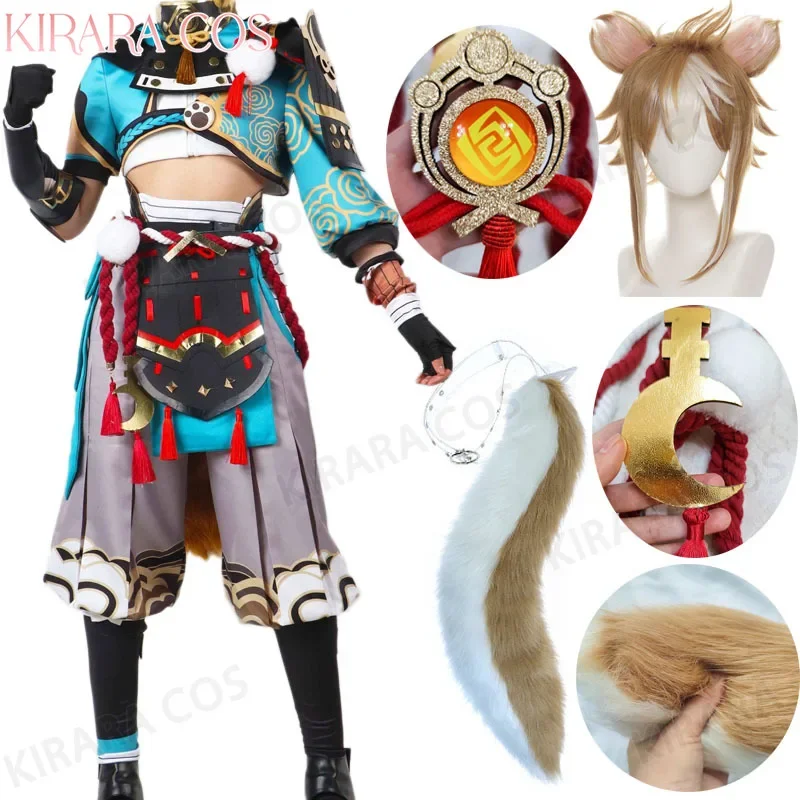 

Gorou Cosplay Costume Wig with Ears Hair Impact Goro Cosplay Tail Full Set Party Outfits Costumes