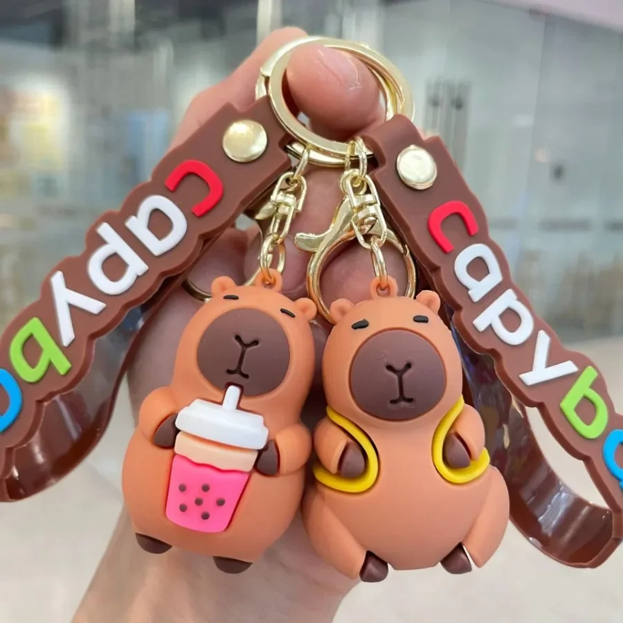 Cute Capybara Keychain Car Keys Anime Accessories Key Chain Women Doll Keyring Charm Holiday Gifts Jewelry