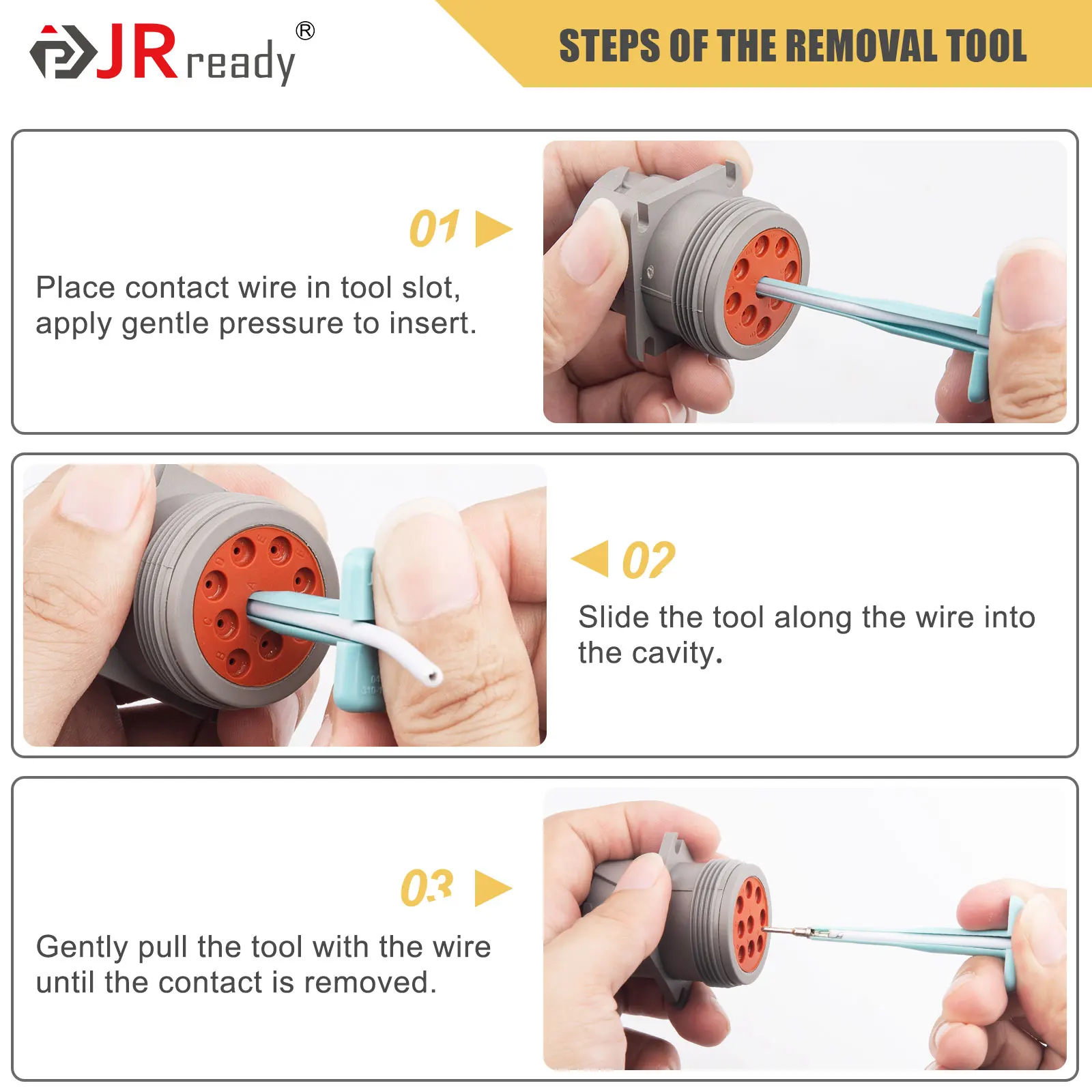Jrready st5267 deutsch Pin Removal Tool Kit für 12 #16 #20 # feste/gestempelte Kontakte 12-22 awg, Kunststoff-Terminal-Release-Tool-Kit – Detail 4