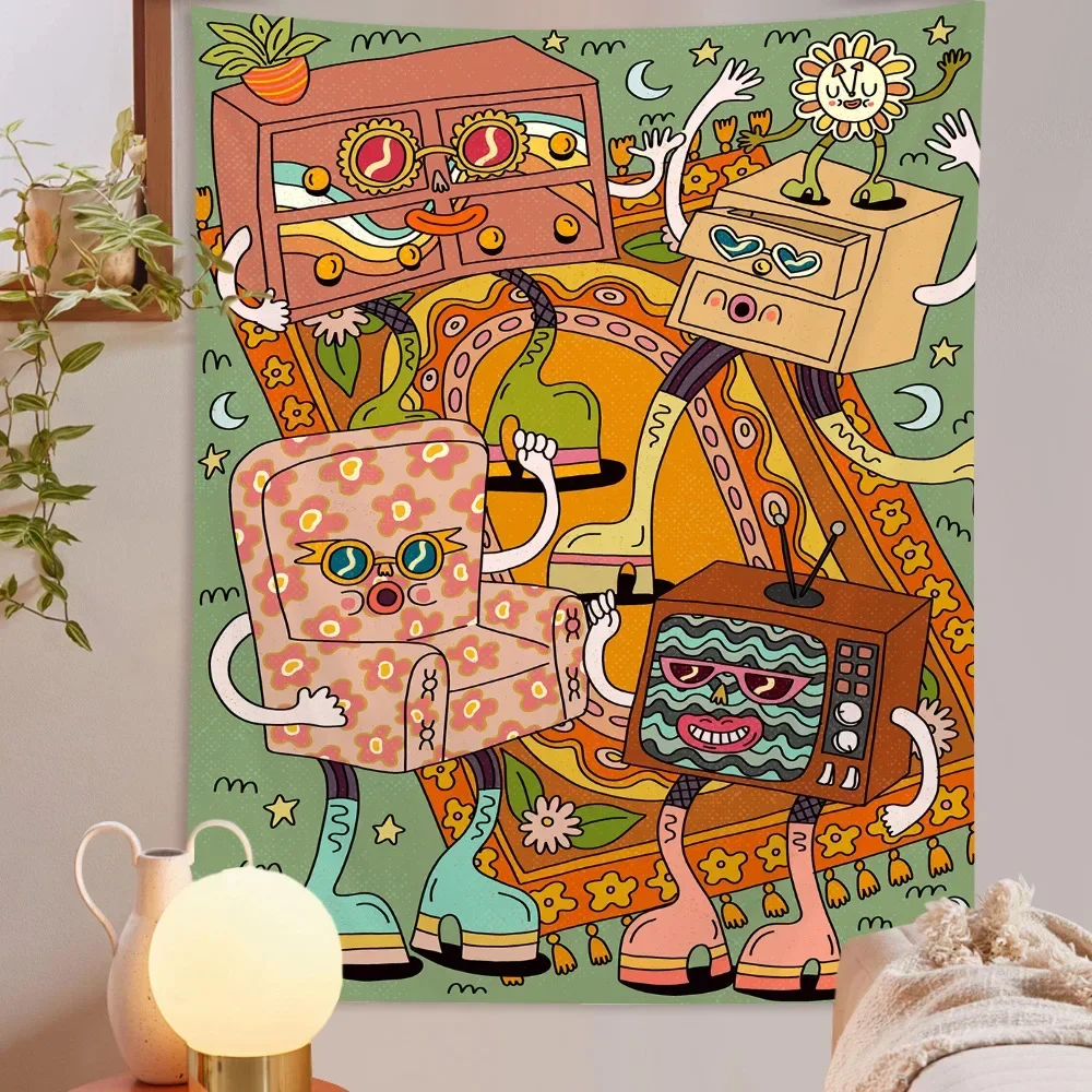 Vintage Rock Hip Hop Hippie Fantastic Beasts Tapestries Living Room Home Cartoon Animal Dorm Decor Psychedelic Wall Tapestry