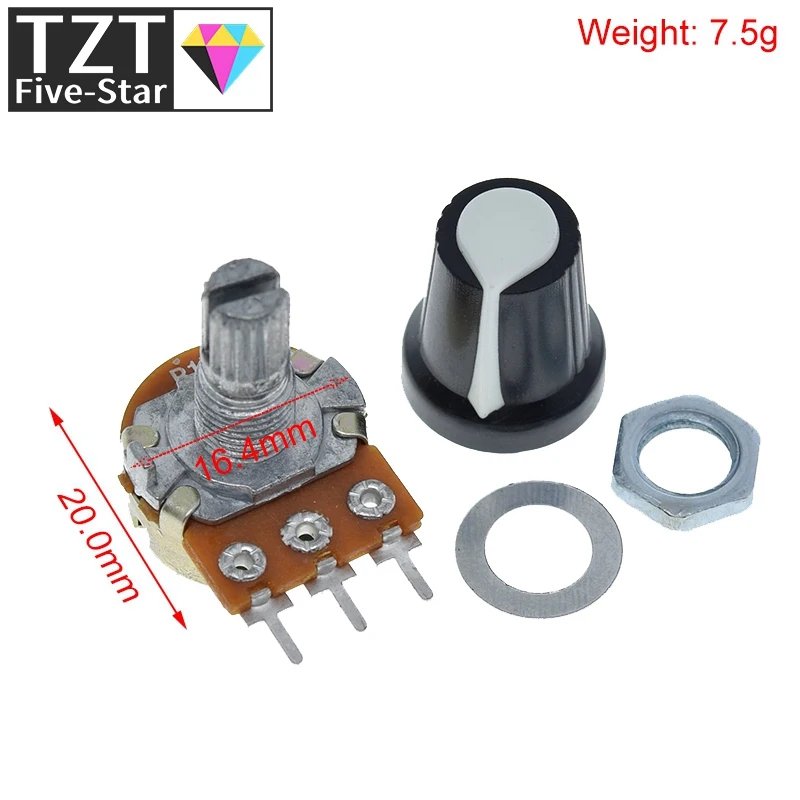 5 Sets WH148 1K 10K 20K 50K 100K 500K Ohm 15mm 3 Pin Linear Taper Rotary Potentiometer Resistor For Arduino With AG2 White Cap linear potentiometer rotary potentiometer adjustable resistor potentiometer kit