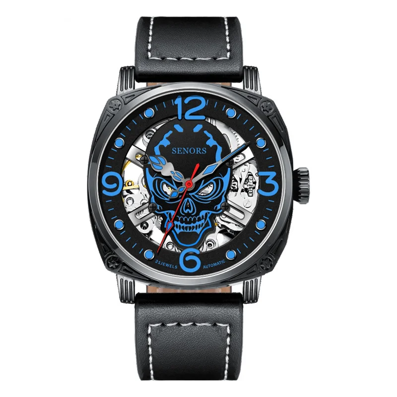 Luminous Skull Men Top Luxury Military Automatic Mechanical Male Clock Sport Waterproof Leather Wrist_voghion.com