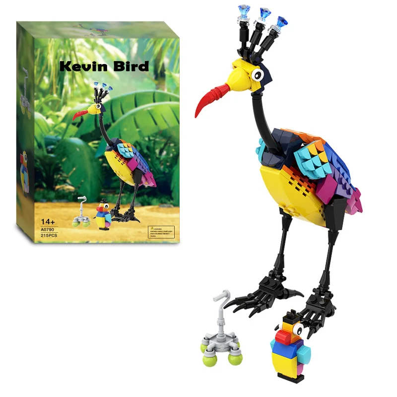 Filme de animação Up - Modelo de blocos de montar do pássaro Kevin - Brinquedo de montar com peças pequenas, de design próprio_voghion.com