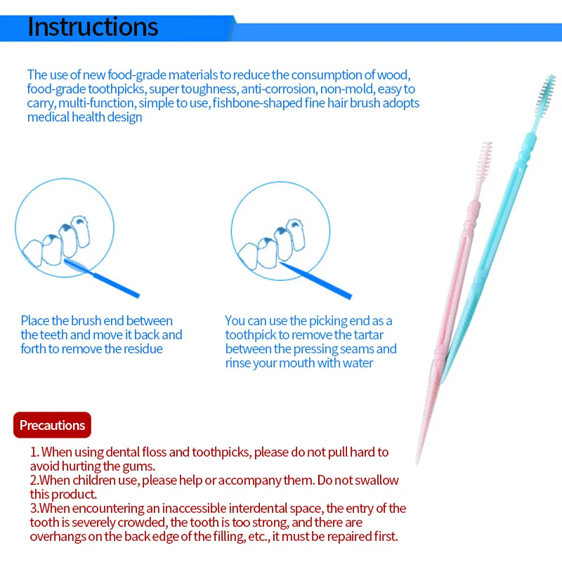 Description Picture 5 of item200pcs Silicone Interdental Brushes Super Soft Dental Cleaning Brush Teeth Care Dental Floss Toothpicks Oral Tool