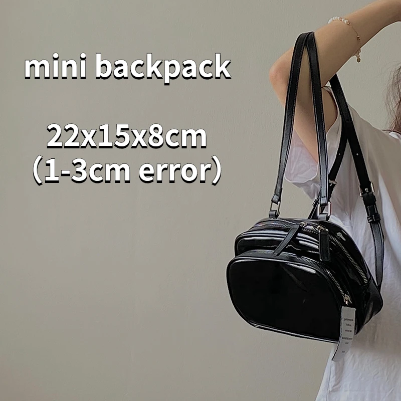 Patent Leather Mini Backpack in Black