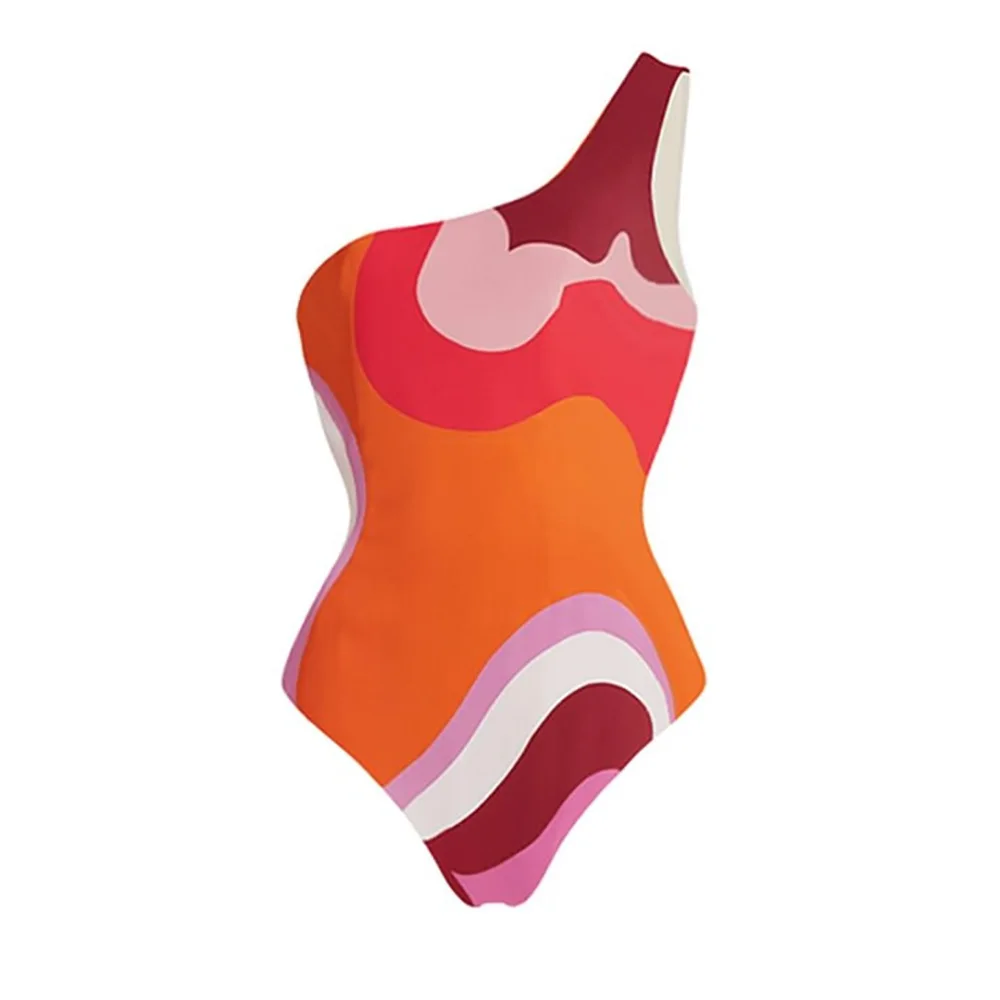 Fashion One-piece Swimsuit New Geometric Print Swimsuit Suit for Women Swimwear High Waist Bikini Beach Suit Beachwear Cover Up