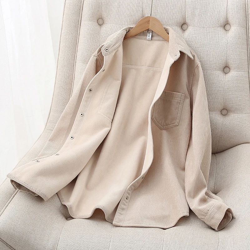 

Плотные бархатные рубашки, женские теплые блузки и топы на весну и осень, Новая повседневная Вельветовая рубашка, куртка, женская одежда, пальто, верхняя одежда