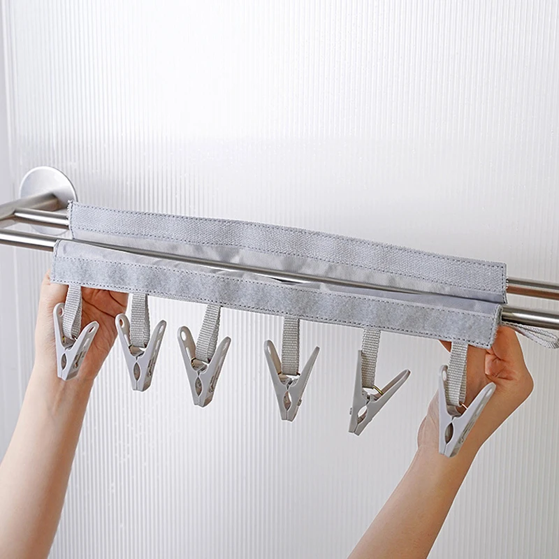 Multifunctional Folding Clothespin Hanger Fabric Clip Drying Hanger Sock Clip Underwear Clip Travel Portable Fabric Hanger 5
