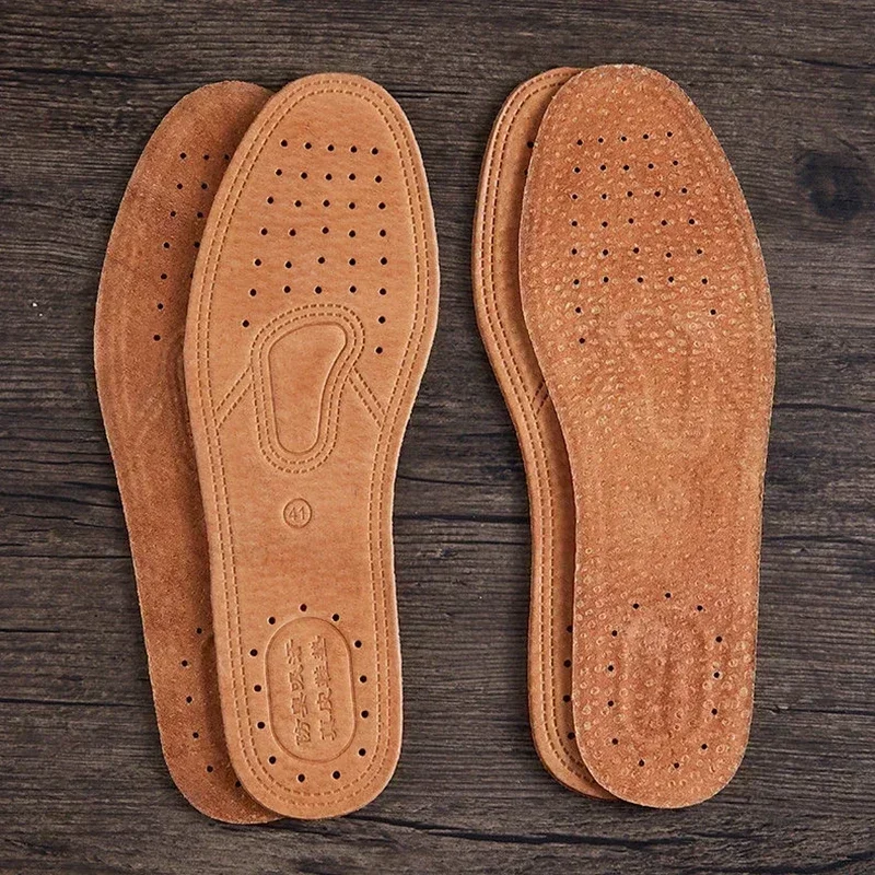 Cowhide Insoles 1 Pair for Men Comfortable Deodorant Casual Leather Shoe Sole