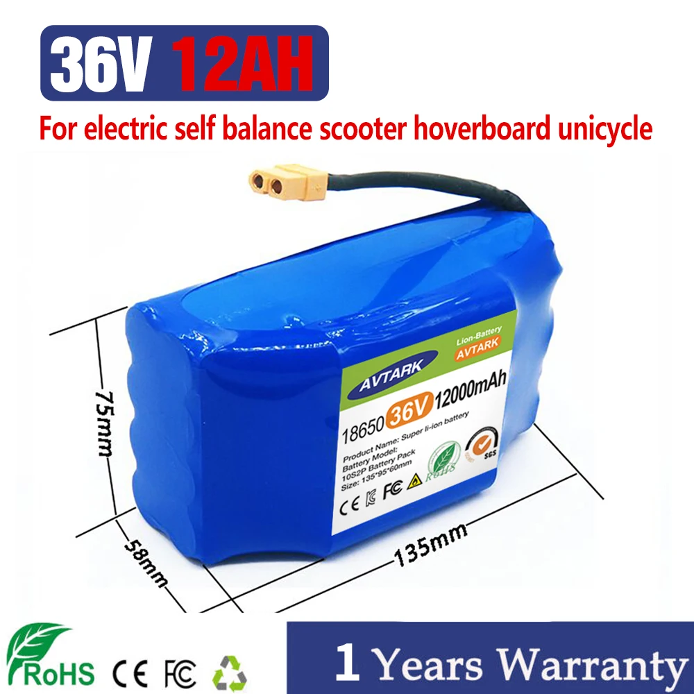 

36V 10S2P 12Ah 36v Electric Scooter Battery Lithium-ion 42v 18650 Battery Pack Scooter Twist Car,electric self balance Battery