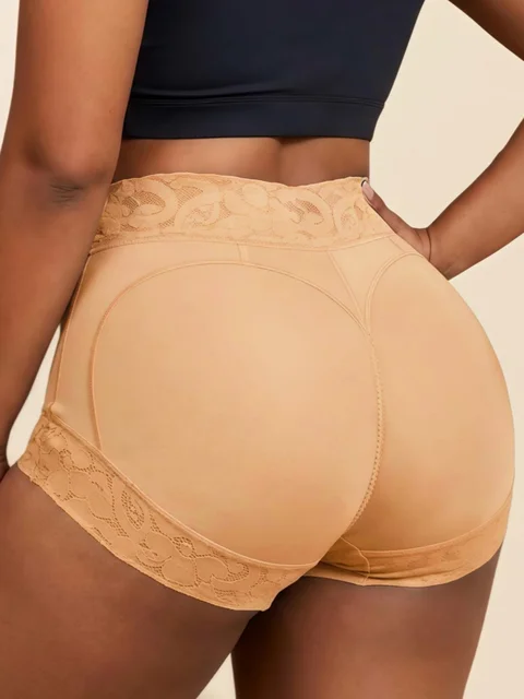 84893-9f7b7f.jpg Culotte gainante confortable pour femme à imprimé léopard, effet rehausseur de fesses, avec dentelle et contrôle du ventre