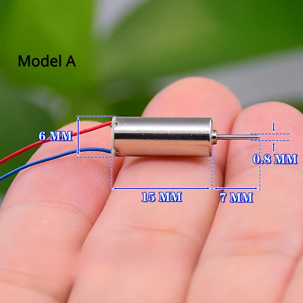 Micro moteur électrique 6mm 15mm 0.8mm arbre 3.7V DC 50000tr/min pour bricolage