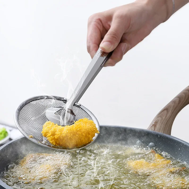 Kitchen Accessories Multifunction Stainless Steel Sieve Filter Spoon Fried Food Oil Strainer Clip Handheld Cooking Tools Gadgets oil strainer