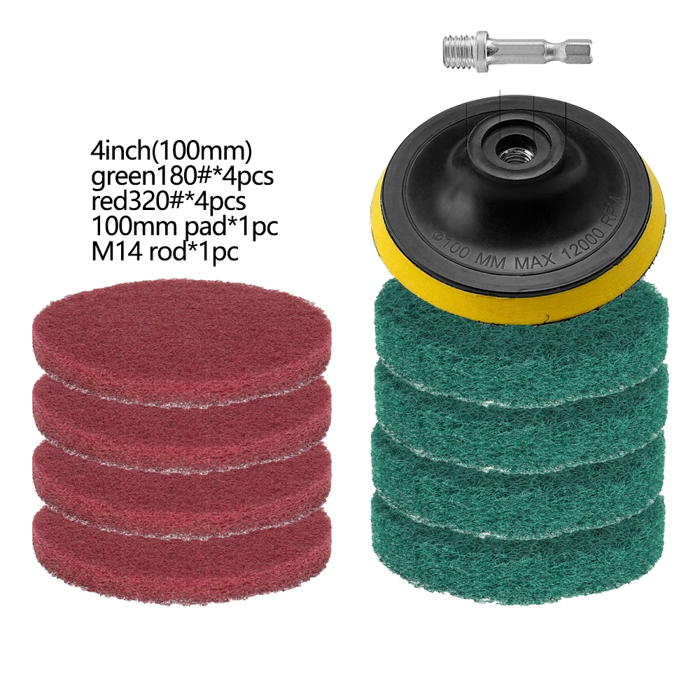 10 stücke 4 Zoll Bohrer Power Pinsel Fliesen Wäscher Scheuer Pads Reinigung Kit Haushalts Reinigung Werkzeug für Badezimmer Boden Polieren pad
