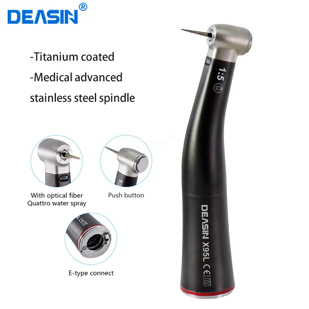 

Стоматологический наконечник X95L с красным кольцом против угла, низкая скорость, 1:5 оптоволоконный контр-угол для универсального электродвигателя E-типа, стоматологические инструменты