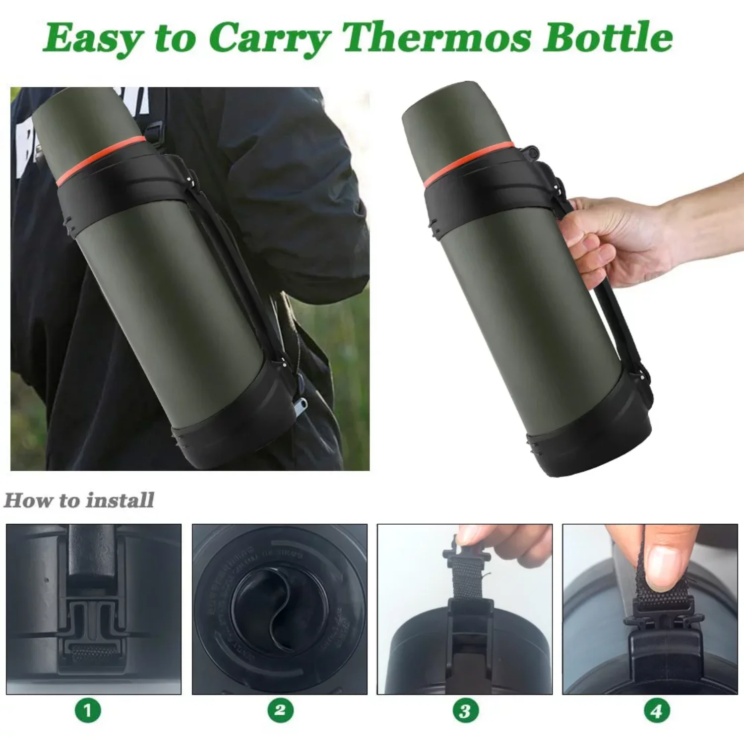 Insulated Water Bottle & Thermos Water Bottle ,68oz Classic Vacuum Bottle  with Plastic Cup - Stainless Steel Water Jug - AliExpress