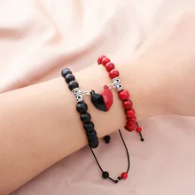 

2pcs/set Natural Stone Beads Couple Matching Magnetic Bracelet Handmade Adjustable Rope Braided Long Distance Friendship Jewelry