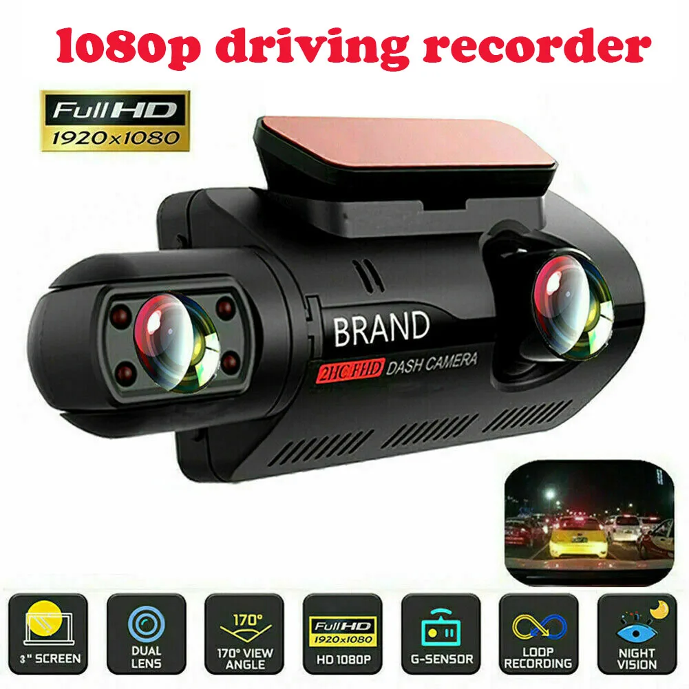 Автомобильный видеорегистратор с 2 объективами HD1080P в черном корпусе 3 0 дюймовый