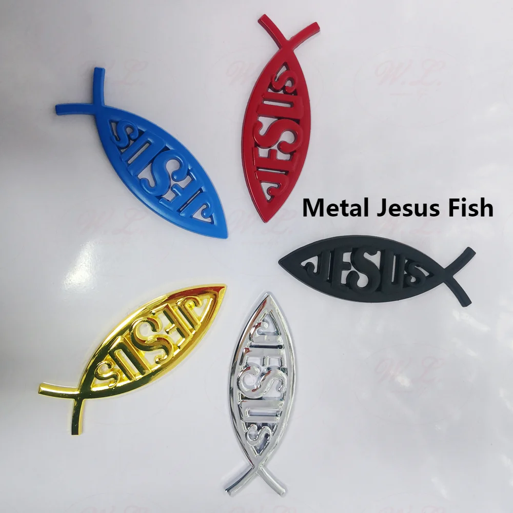 

3D Metal Jesus Fish Symble Car Stickers Logo Car-styling Decorative Christian Decal Emblem Badge Universal Auto Accessories