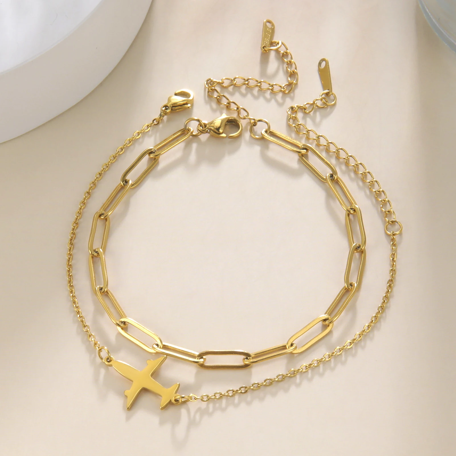 Bracciale Donna Amaxer In Acciaio Inox Con Ciondolo Ballerina, Catena Regolabile 17+5 Cm
