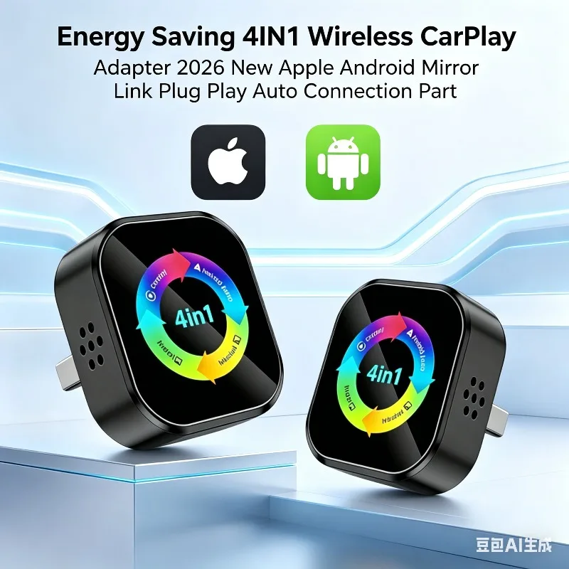Mini Adaptador Inalámbrico CarPlay 4 en 1 2026 para Apple y Android, Mirror Link, Plug and Play, Conexión Automática 1