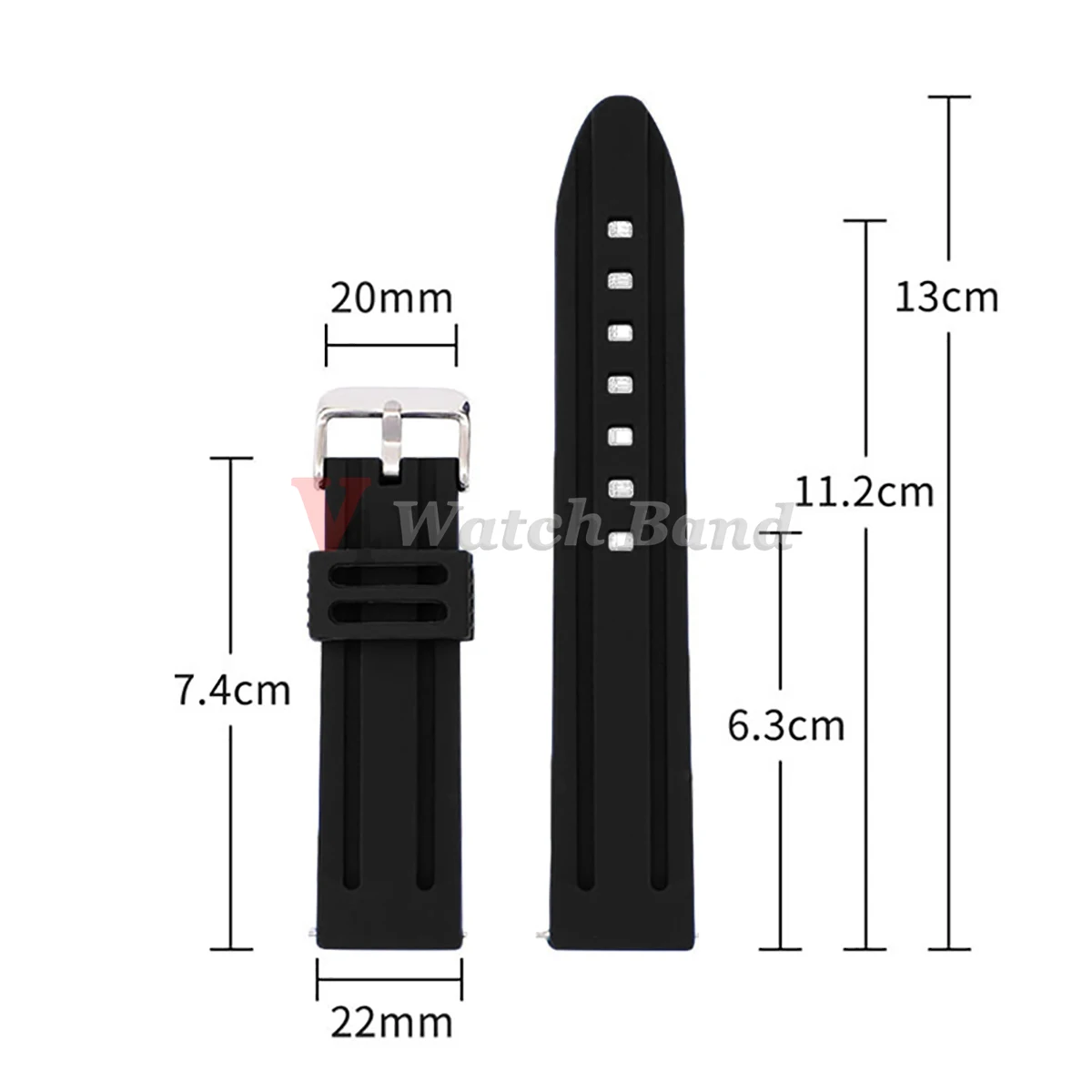 Men's Sport Waterproof Silicone Rubber Watch Strap - Soft Diving Wristband
