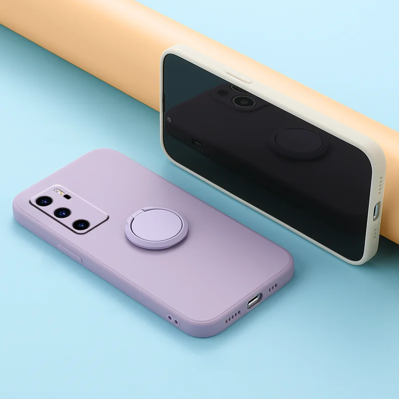 Ultimate Grip Square Silicone Phone Case with 360° Rotating Ring & Stand