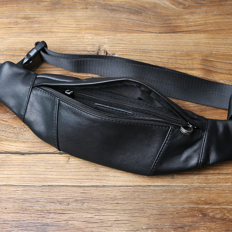 NZPJ Genuine Leather Men's Chest Bag Natural Cowhide Crossbody Bag Multi-functional Outdoor Waist Bag Mobile Phone Bag Men's Bag