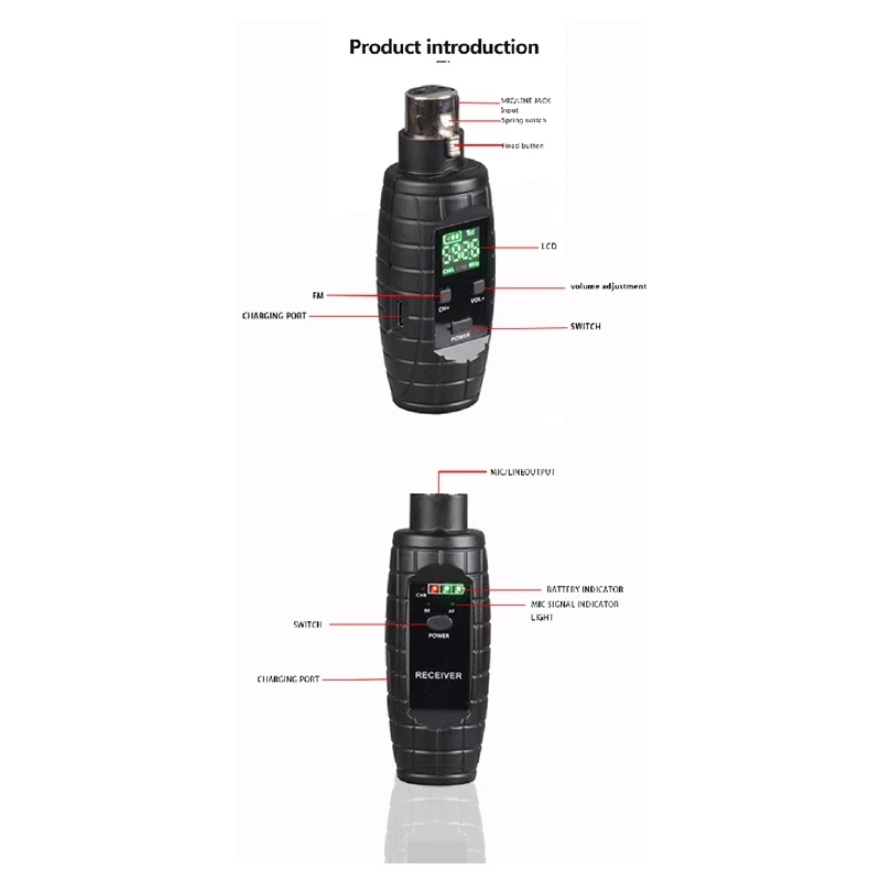 UHF Wireless XLR Transmitter Receiver Mic Head Kit Rechargeable Mic Adapter Wireless Guitar Transmitter Receiver 5