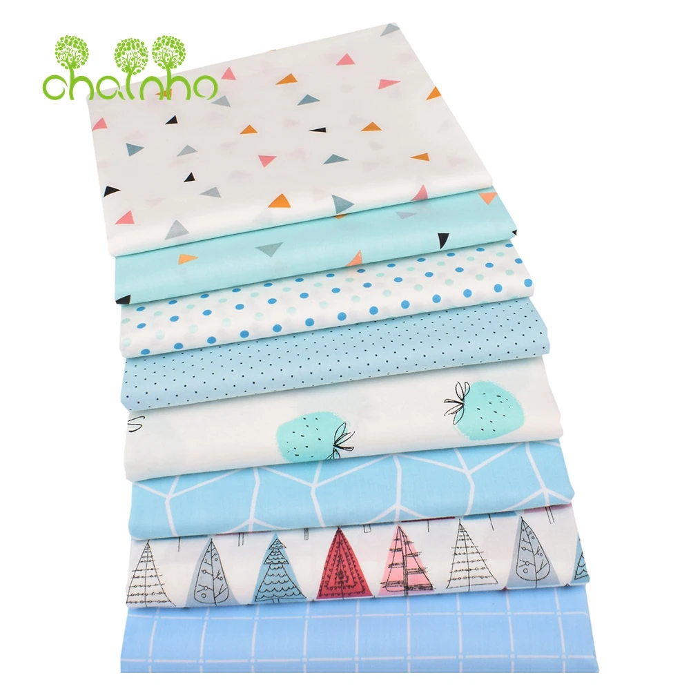 Chainho,Printed Twill Weave Cotton Fabric,DIY Sewing Quilting Material,Patchwork Cloth,8 Designs Series,15C252